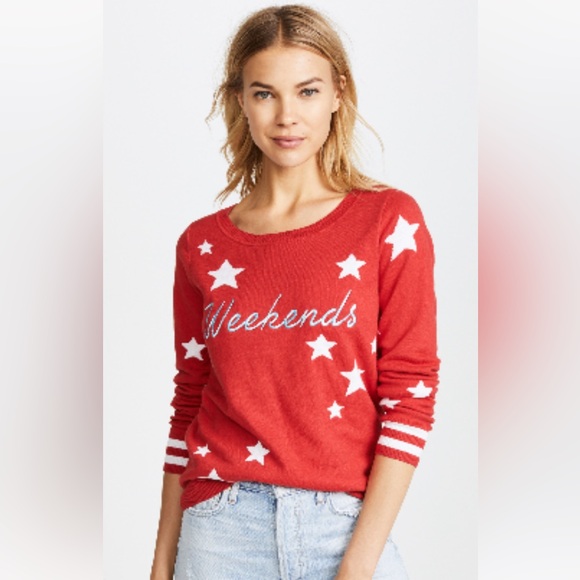 Chaser Sweaters - Chaser cashmere blend red star sweater, S
